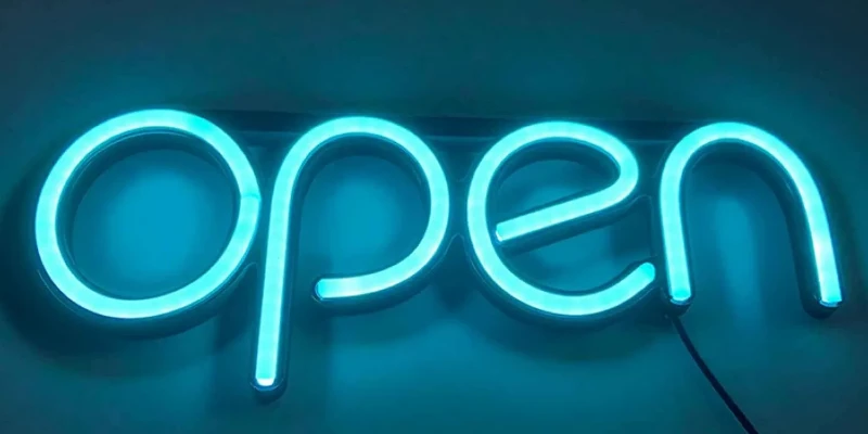 open neon sign